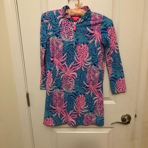Lilly Pulitzer Girls Blue and Pink Pineapple Print Dress